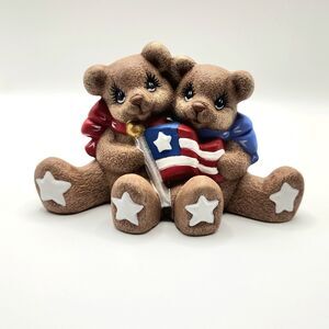 Vintage 4th July Cuddle Bears Decor USA Patriotic Ceramic Figurine Collectible